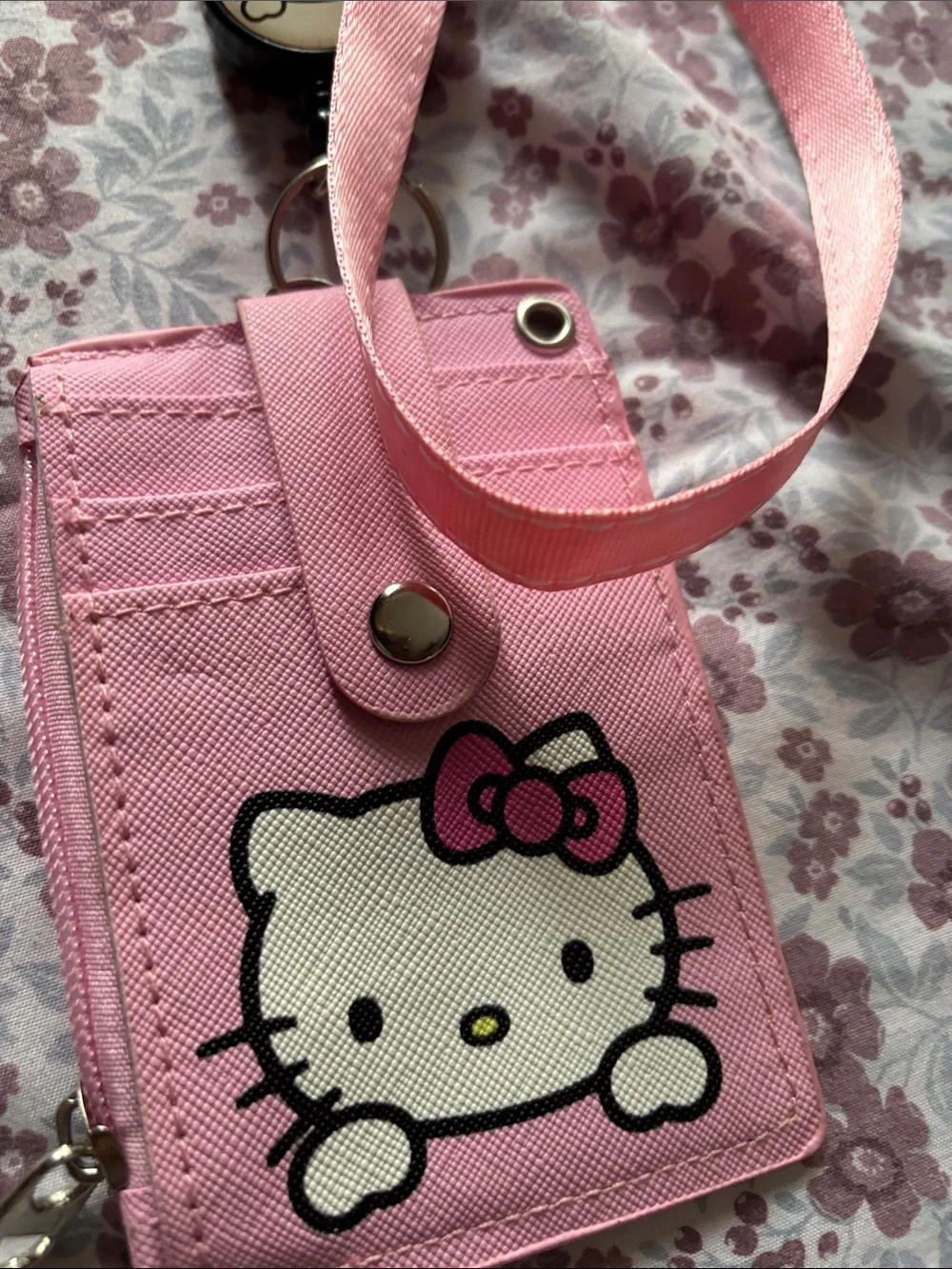 Hello Kitty Pink Card Holder Key Case with White Face and Pink Bow